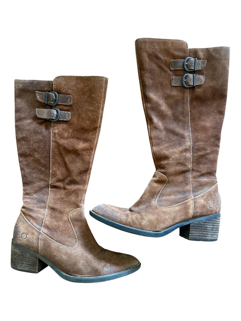 Born Basil Buckle Suede Leather Knee High Boots Size 9
